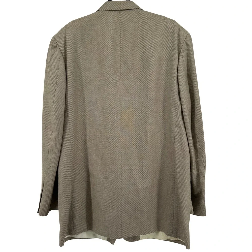 Oscar de la Renta Blazer Jacket Mens 46L Tan Silk Wool Blend 3 Button‎ Coat